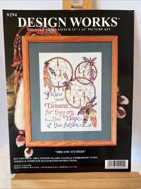 Dreamcatcher Feather Follow Your Dreams Cross Stitch Kit 11x14 Design Works